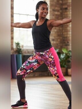 Adidas Techfit Climalite Pink Floral Print Performance Leggings